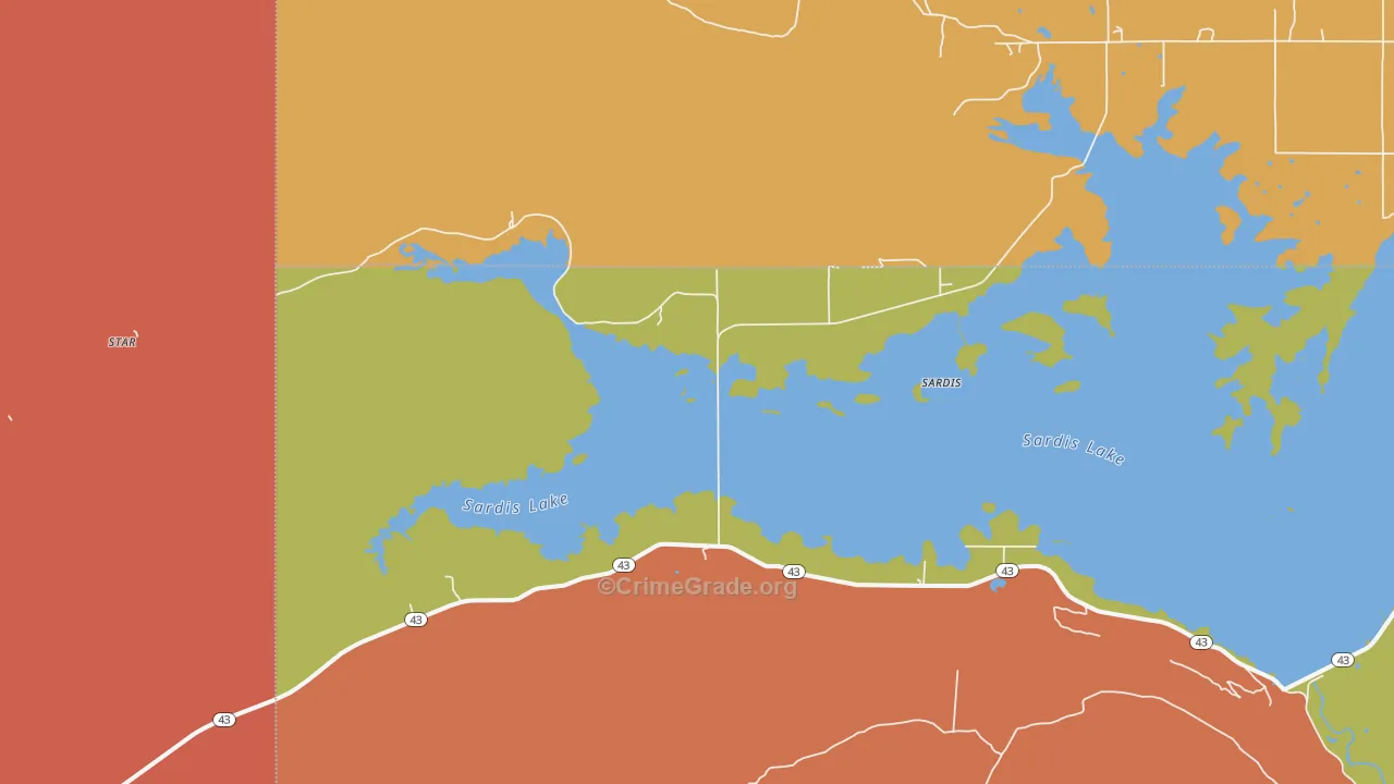 Sardis, OK Map of Murder Rates