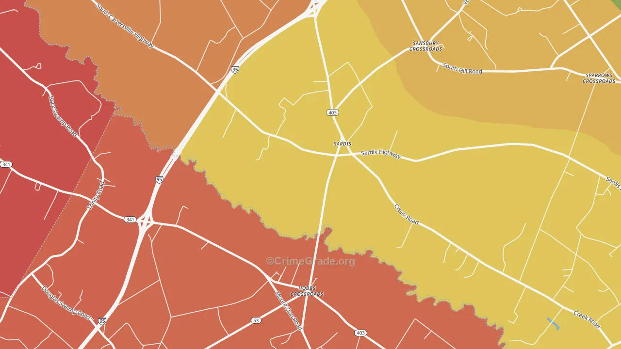 Sardis, SC Map of Murder Rates