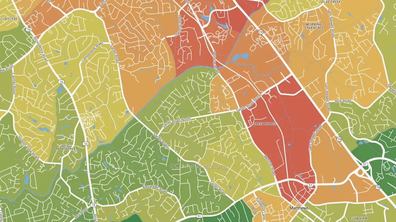 Sardis Woods, Charlotte, NC Map of Murder Rates
