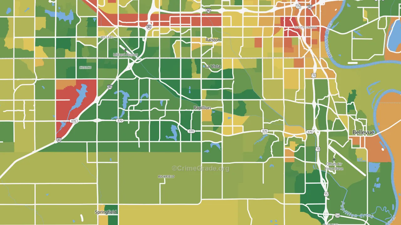 Sarpy County, NE Map of Murder Rates