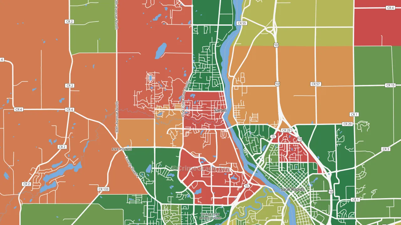 Sartell, MN Map of Murder Rates