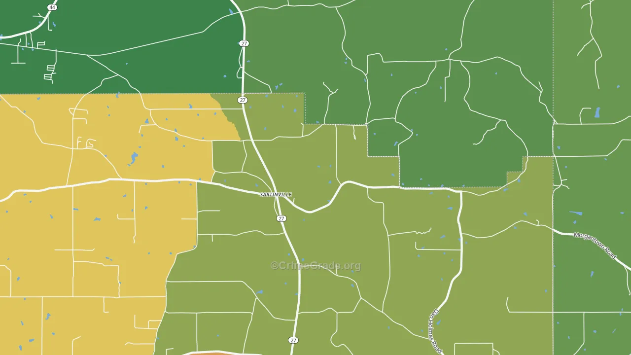 Sartinsville, MS Map of Murder Rates