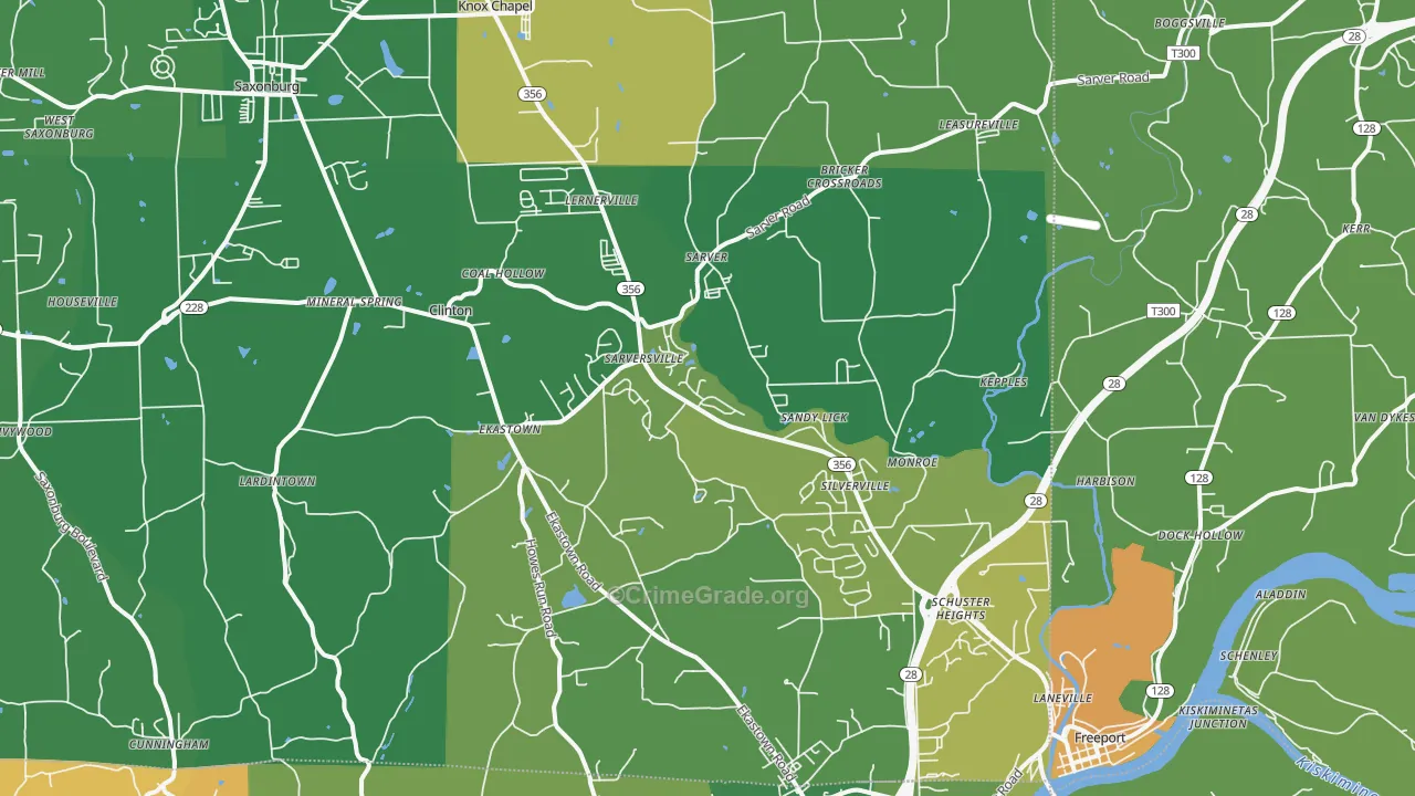 Sarver, PA Map of Murder Rates