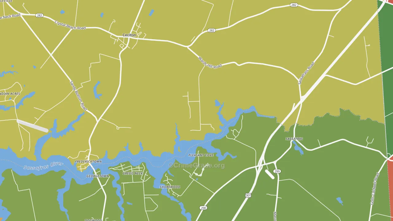 Sassafras, MD Map of Murder Rates