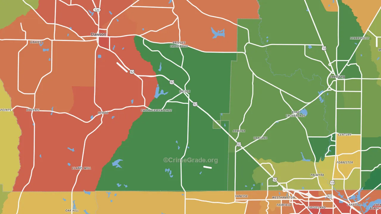 Sasser, GA Map of Murder Rates