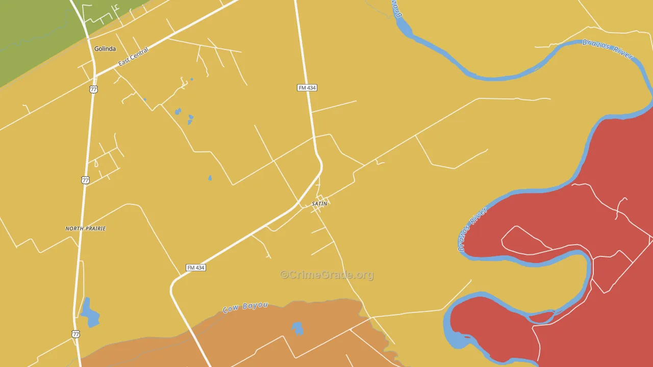 Satin, TX Map of Murder Rates