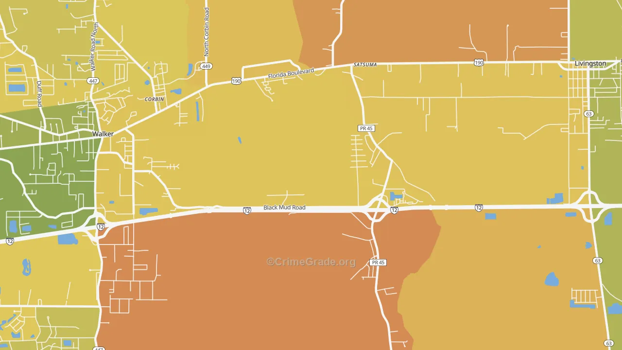 Satsuma, LA Map of Murder Rates