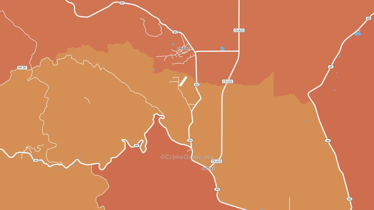 Sattley, CA Map of Murder Rates