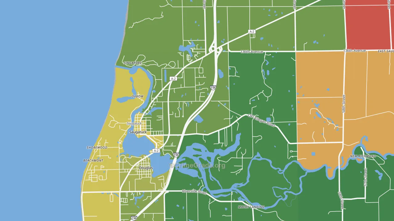 Saugatuck, MI Map of Murder Rates