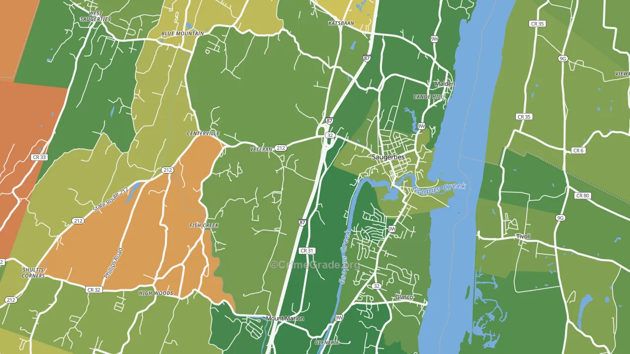 Saugerties, NY Map of Murder Rates