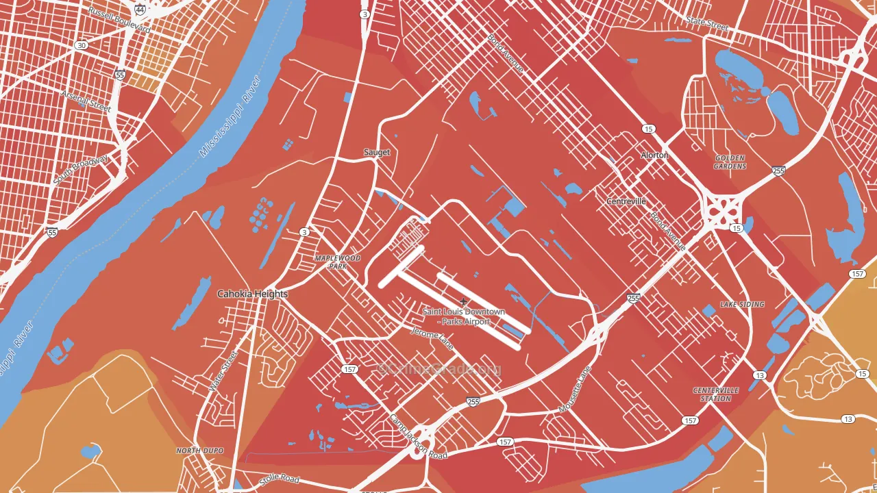 Sauget, IL Map of Murder Rates
