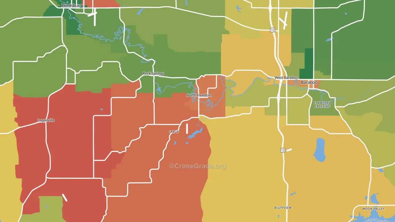Sauk County, WI Map of Murder Rates