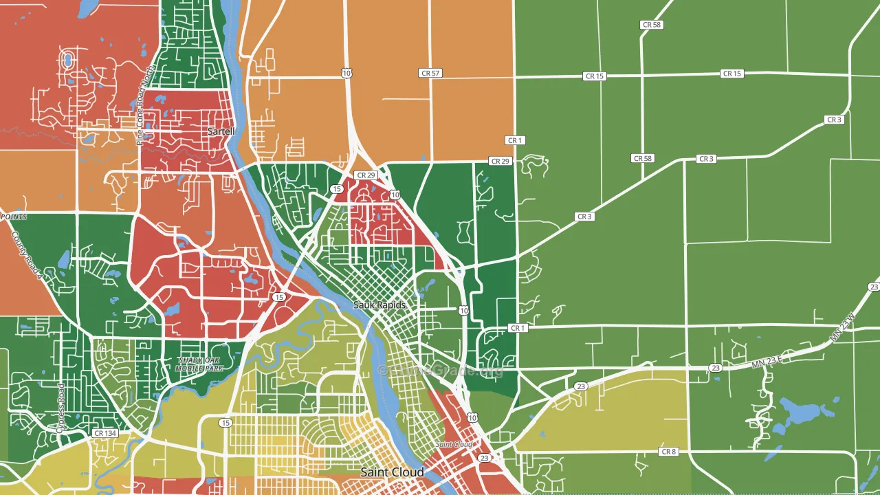 Sauk Rapids, MN Map of Murder Rates
