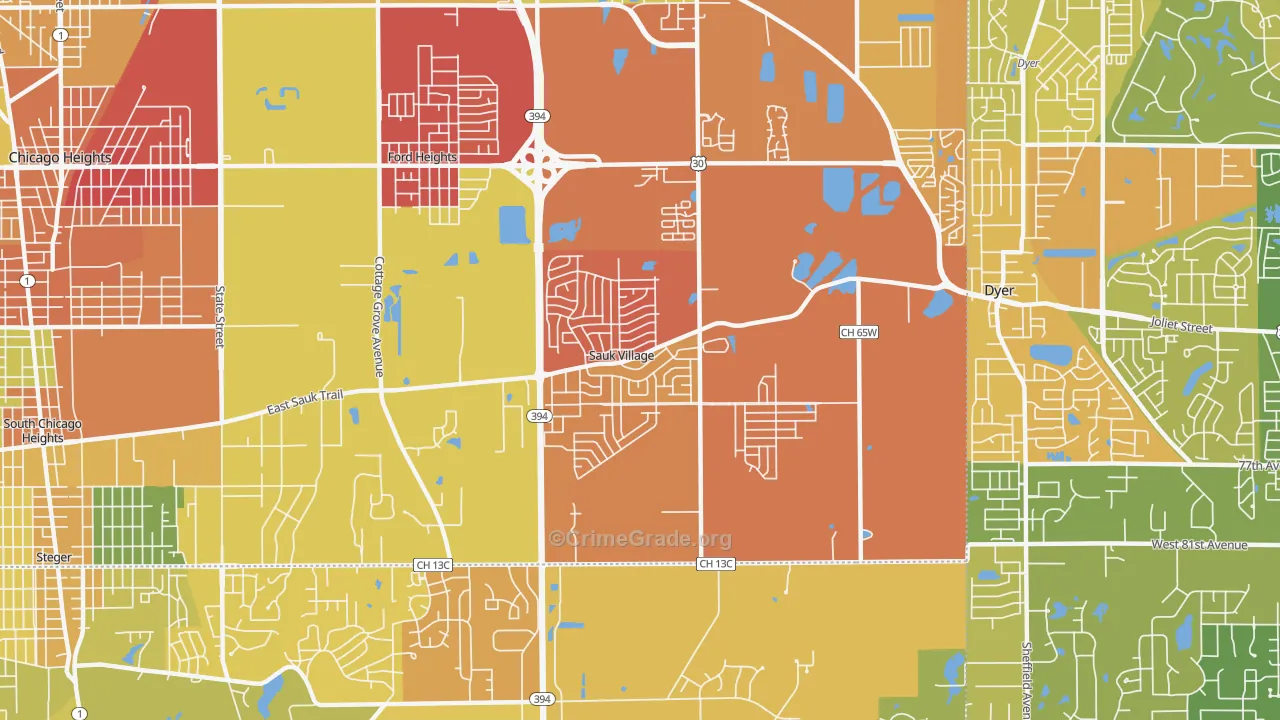Sauk Village, IL Map of Murder Rates