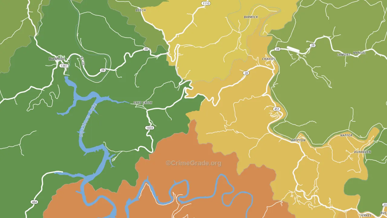 Saul, KY Map of Murder Rates