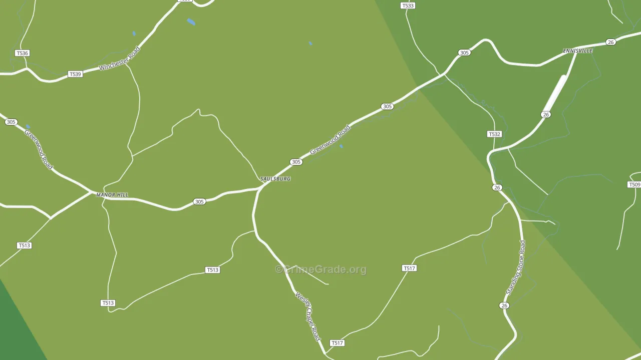 Saulsburg, PA Map of Murder Rates