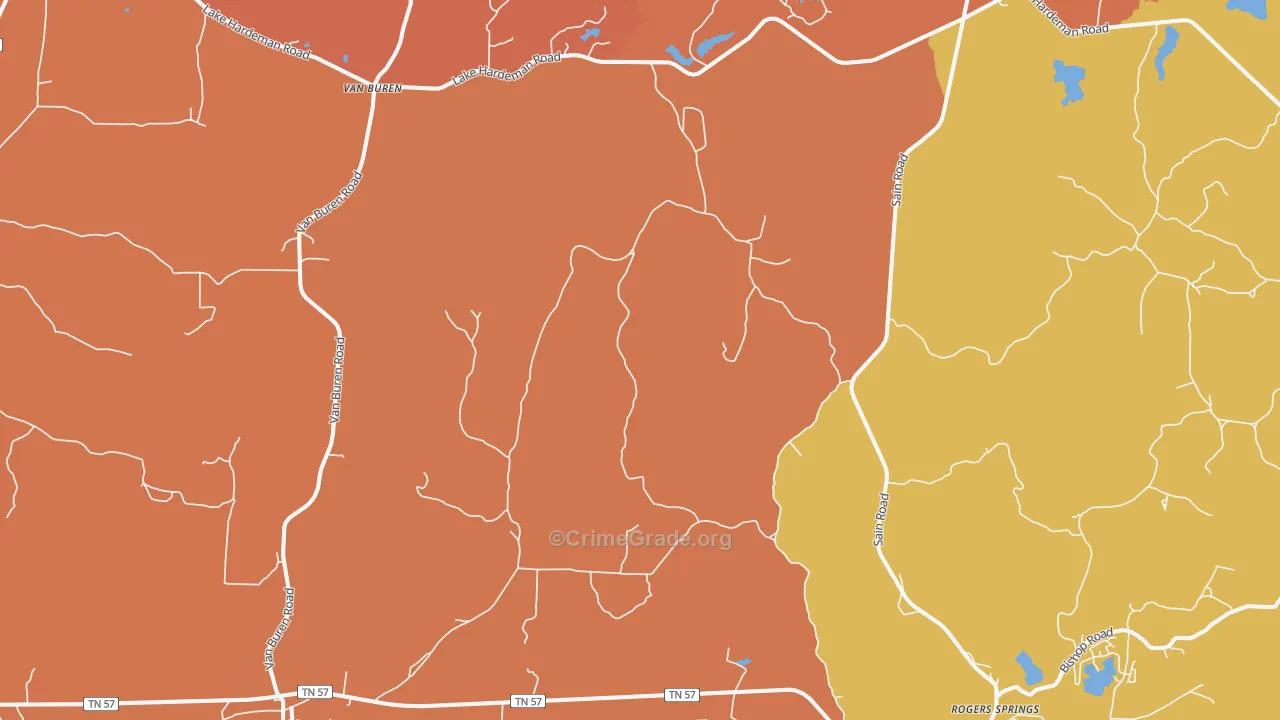 Saulsbury, TN Map of Murder Rates