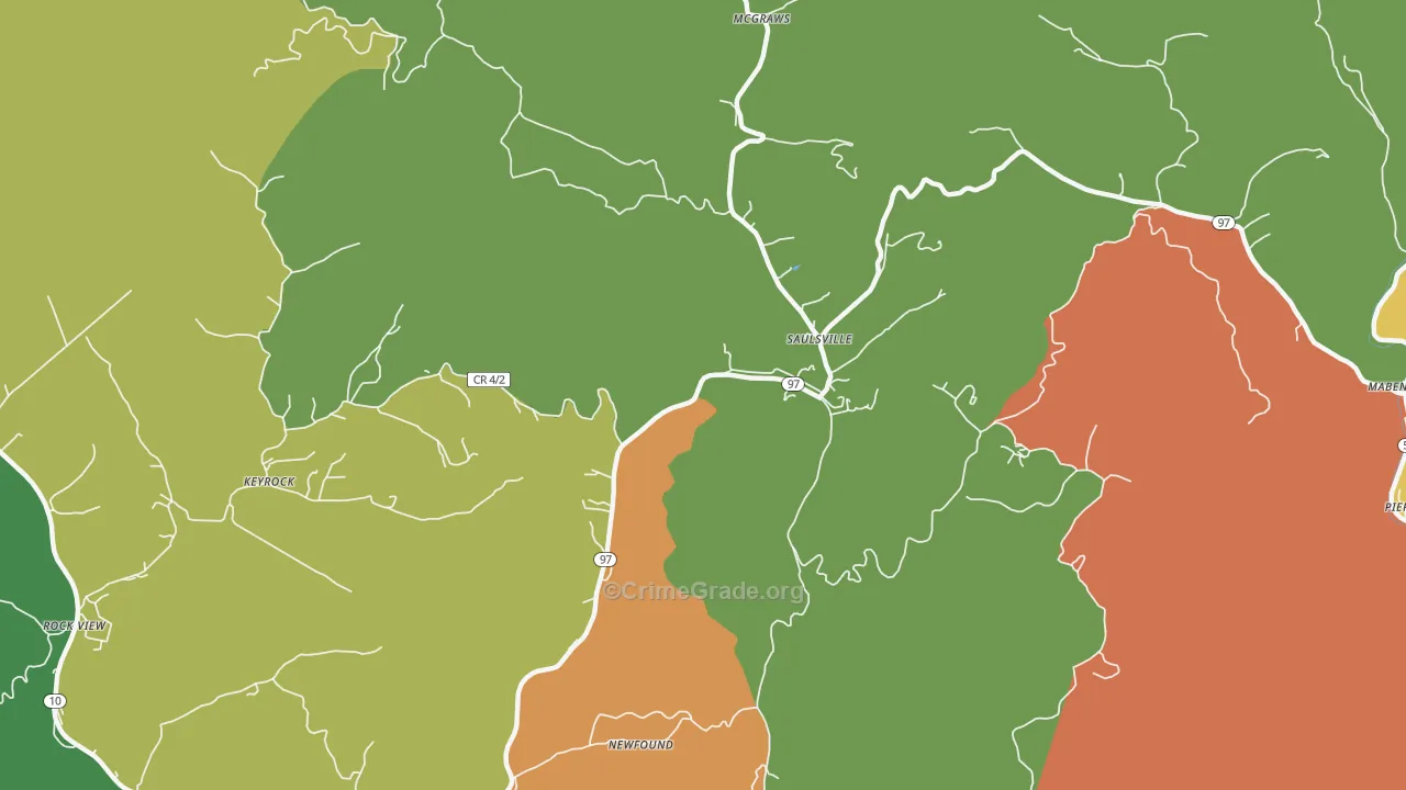 Saulsville, WV Map of Murder Rates
