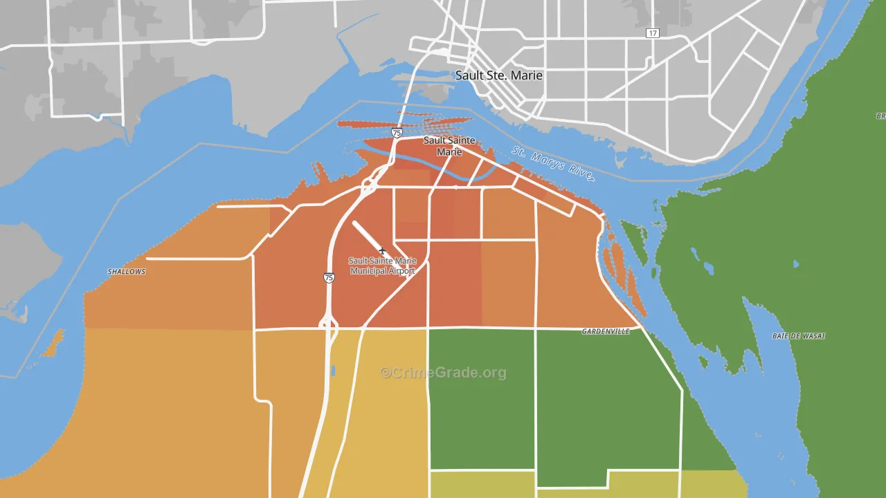 Sault Ste. Marie, MI Map of Murder Rates