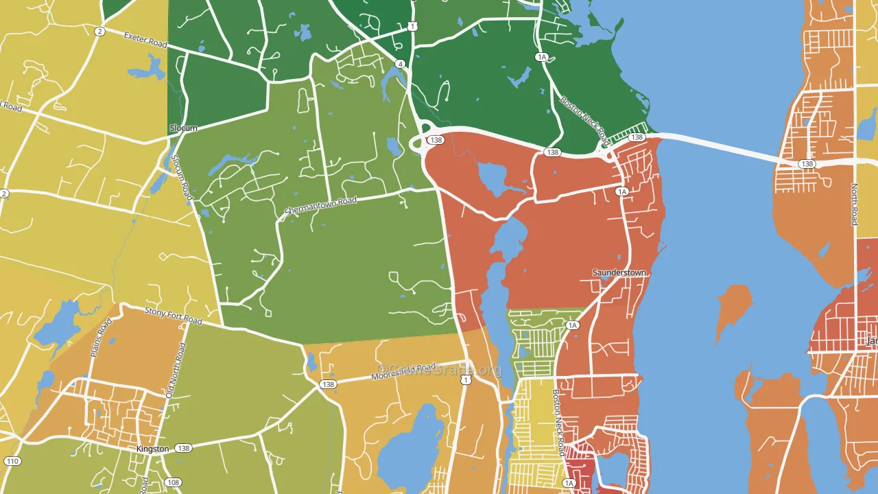 Saunderstown, RI Map of Murder Rates