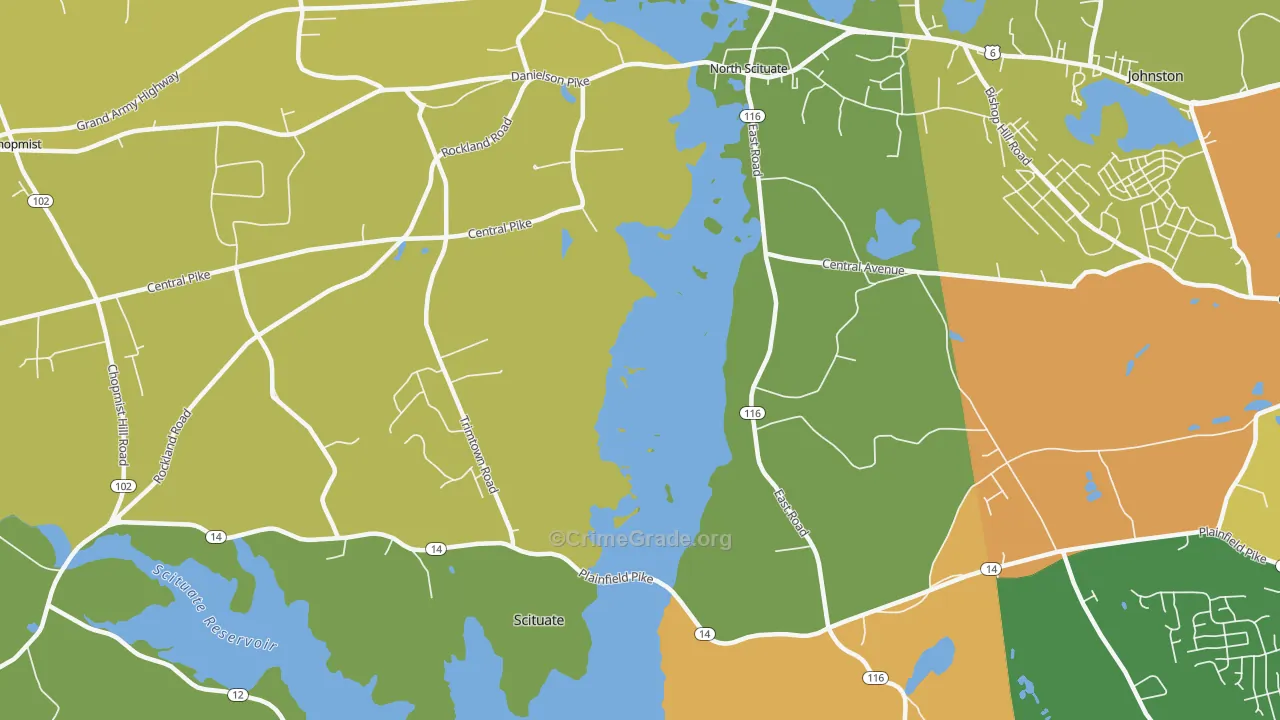 Saundersville, RI Map of Murder Rates