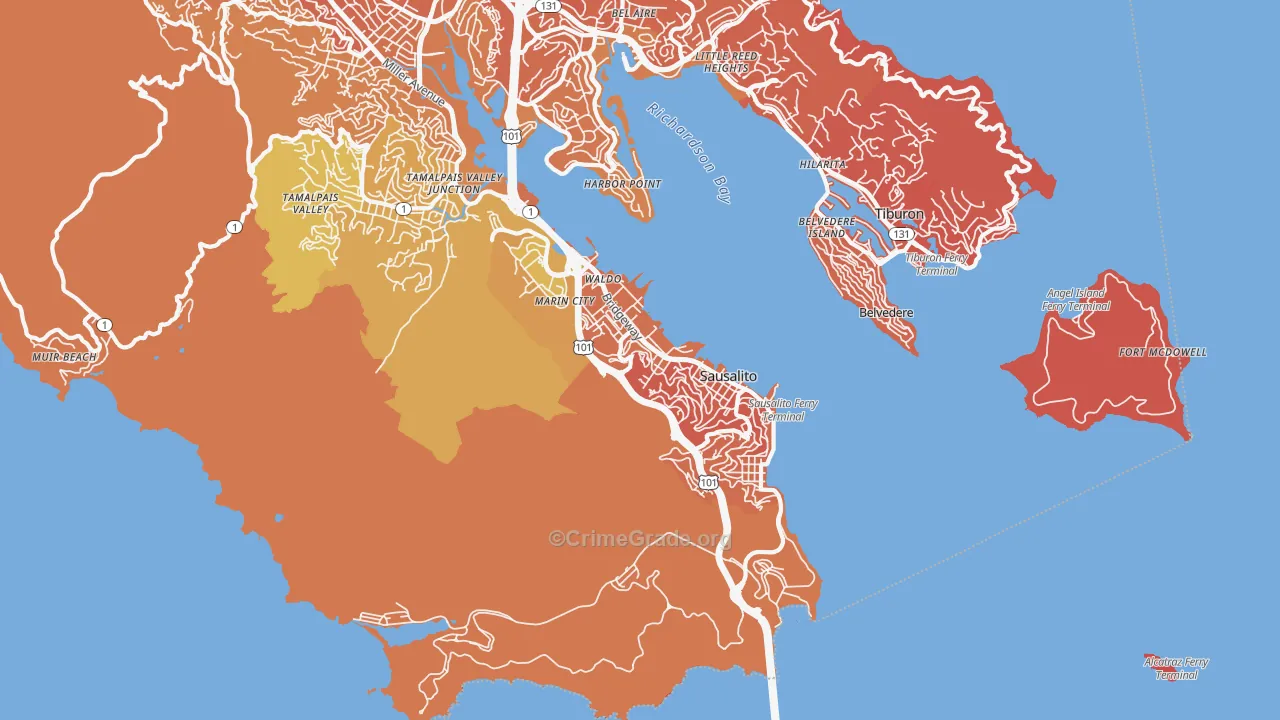Sausalito, CA Map of Murder Rates