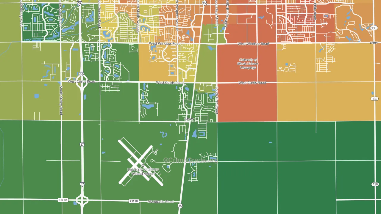 Savoy, IL Map of Murder Rates