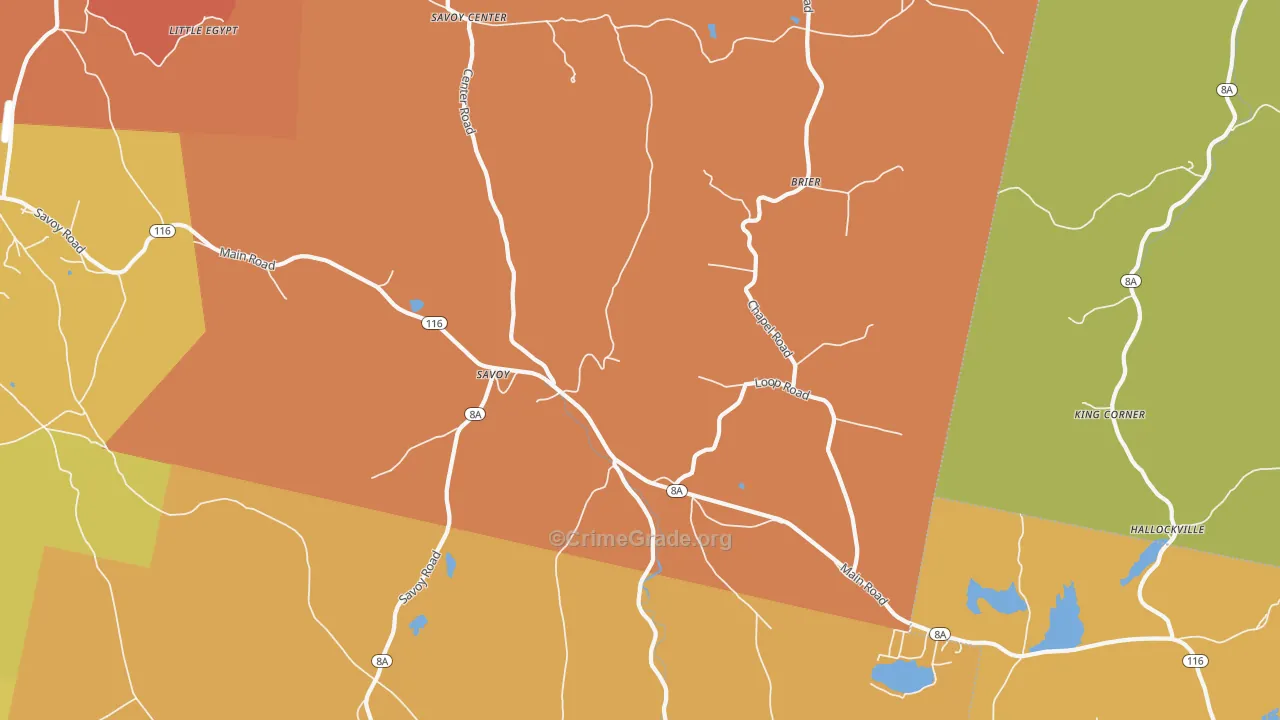 Savoy, MA Map of Murder Rates