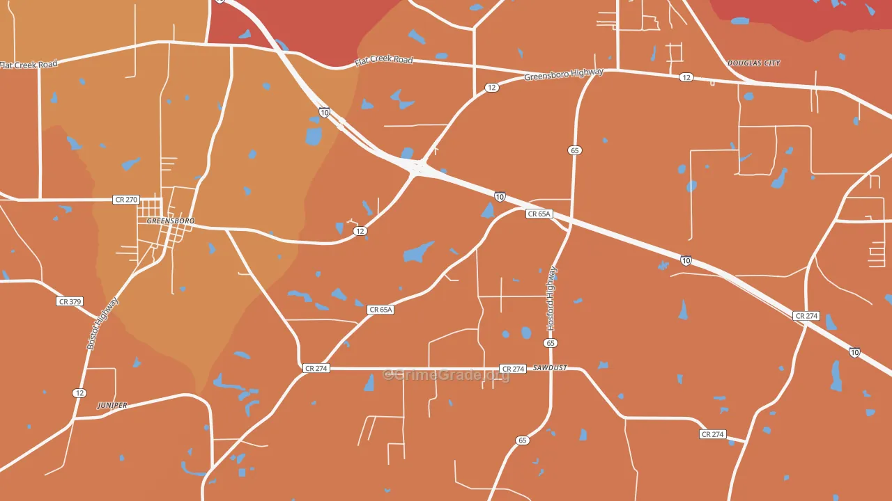 Sawdust, FL Map of Murder Rates