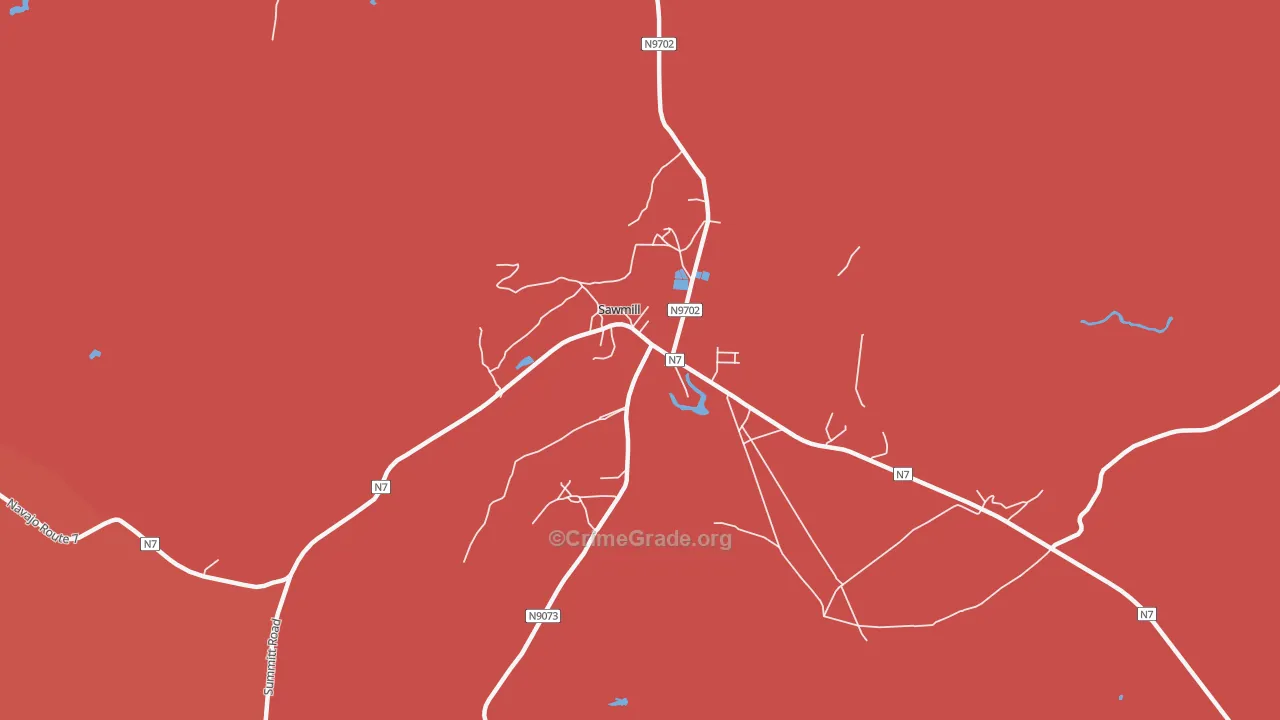 Sawmill, AZ Map of Murder Rates