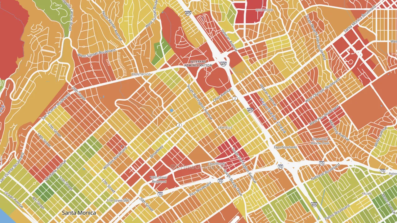 Sawtelle, Los Angeles, CA Map of Murder Rates