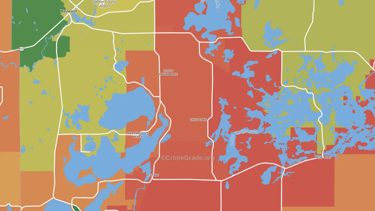Sawyer County, WI Map of Murder Rates