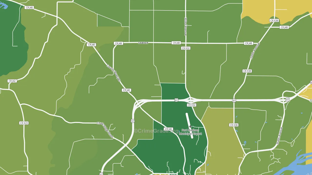 Sawyer, IA Map of Murder Rates