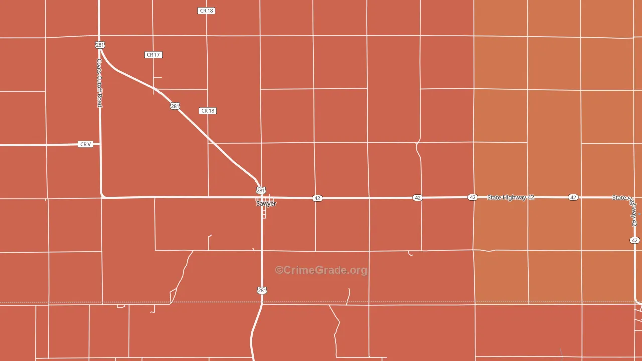 Sawyer, KS Map of Murder Rates
