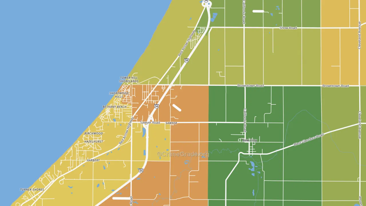 Sawyer, MI Map of Murder Rates