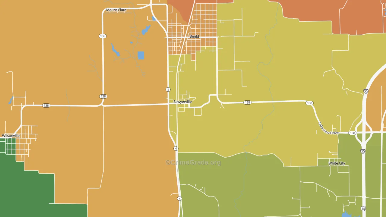 Sawyerville, IL Map of Murder Rates