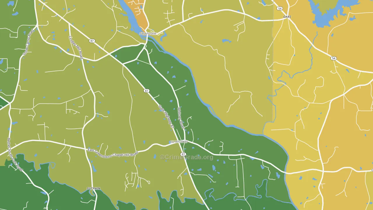 Saxapahaw, NC Map of Murder Rates
