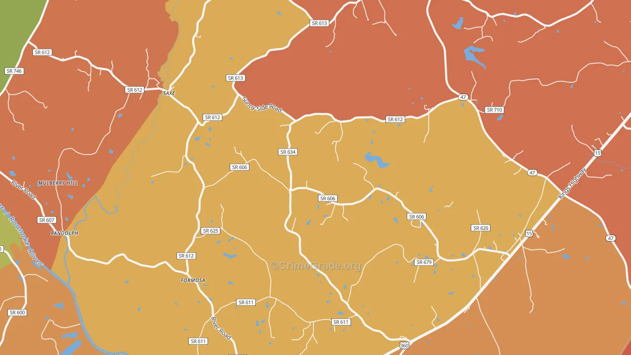 Saxe, VA Map of Murder Rates