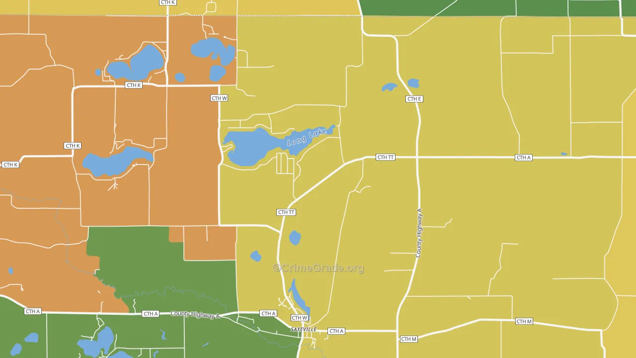 Saxeville, WI Map of Murder Rates