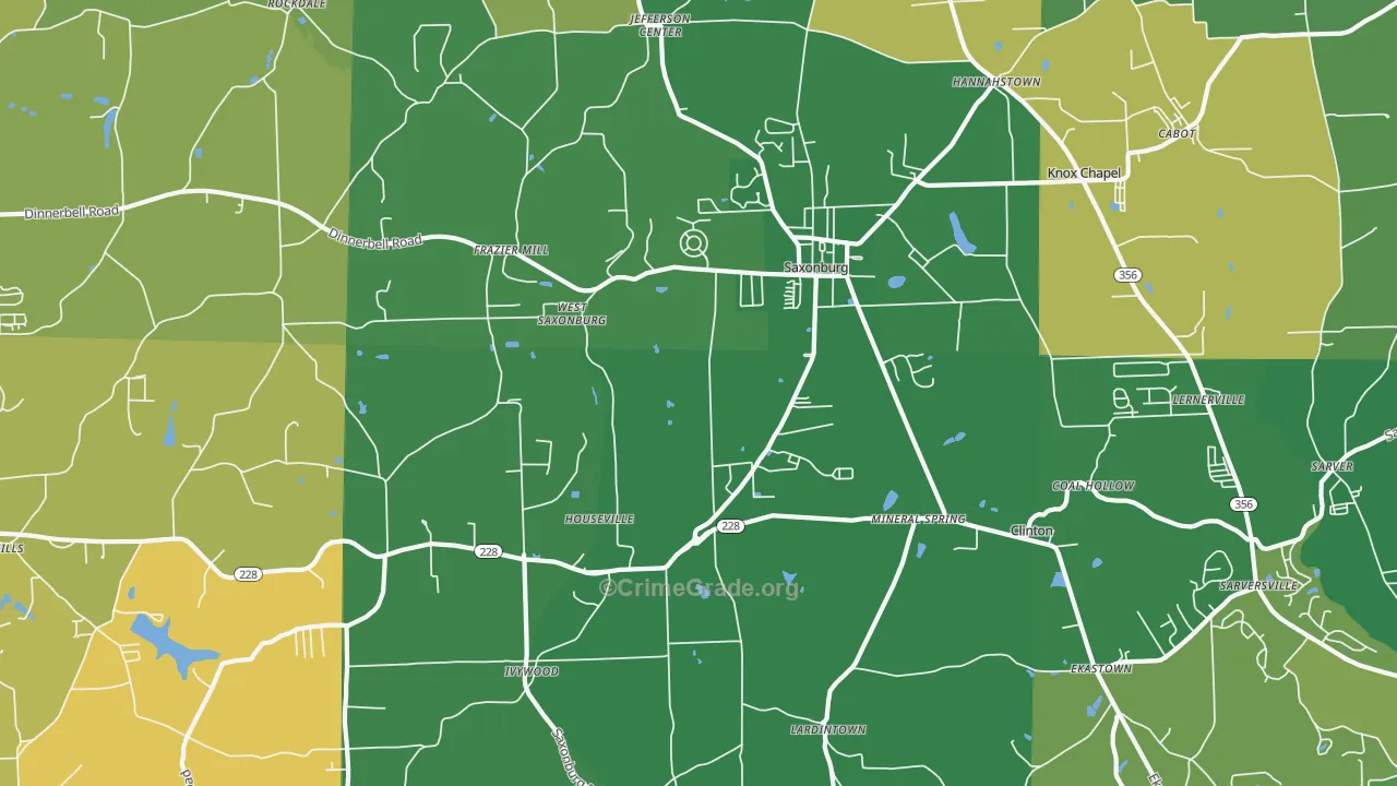 Saxonburg, PA Map of Murder Rates