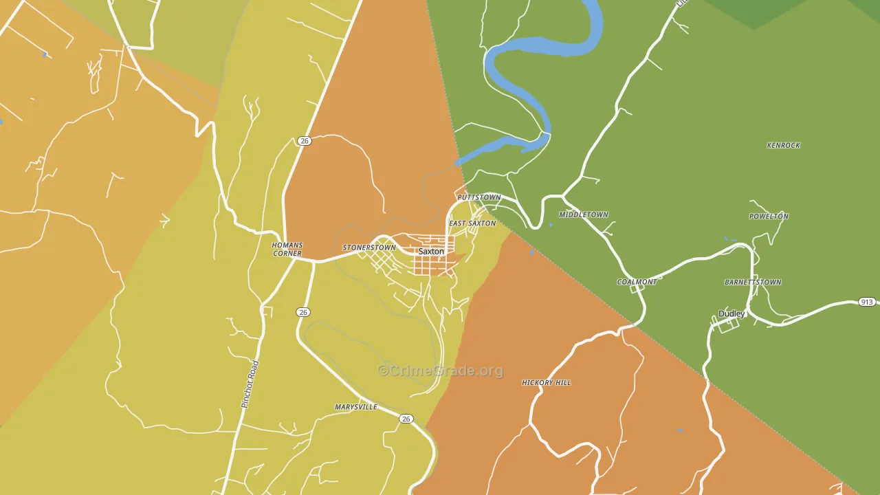 Saxton, PA Map of Murder Rates