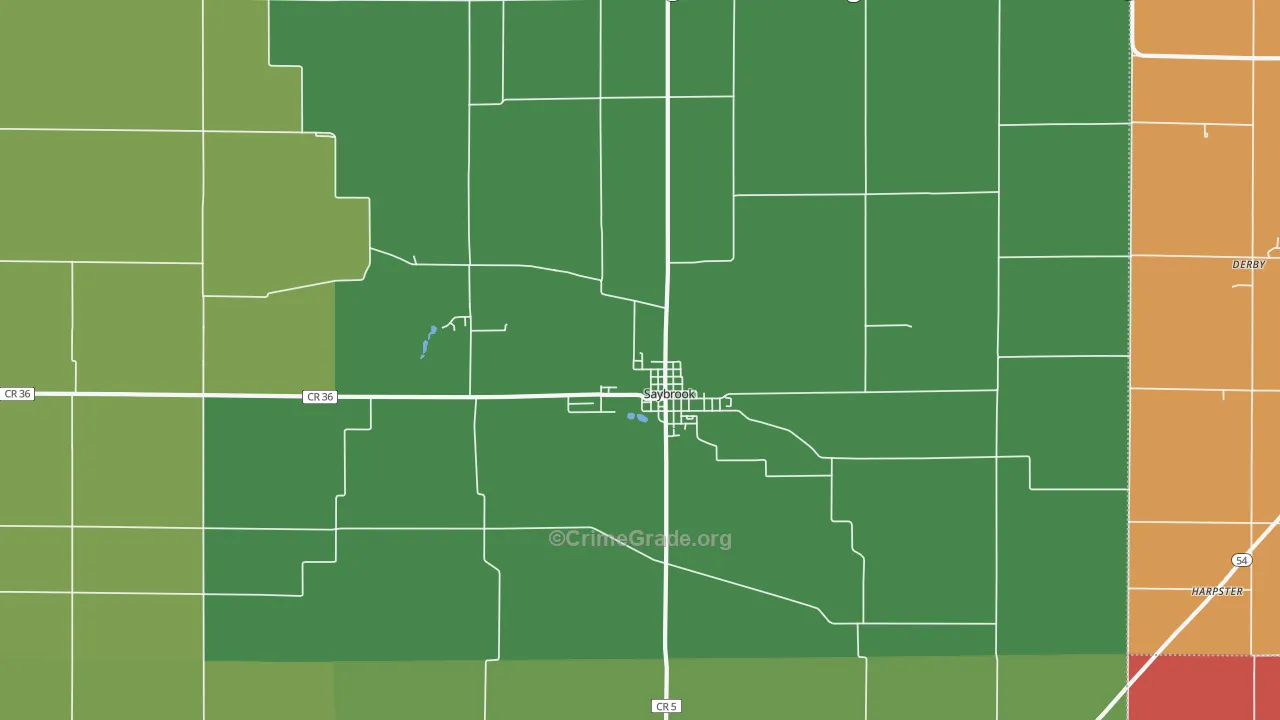 Saybrook, IL Map of Murder Rates