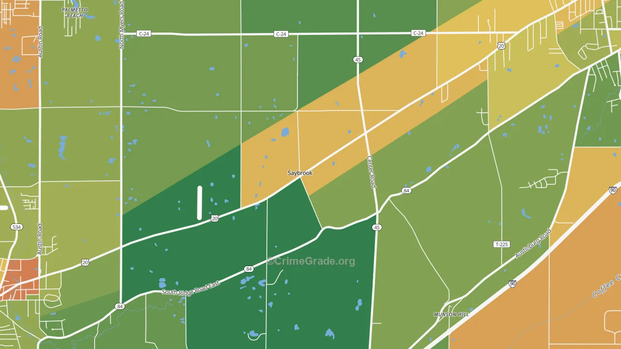 Saybrook, OH Map of Murder Rates