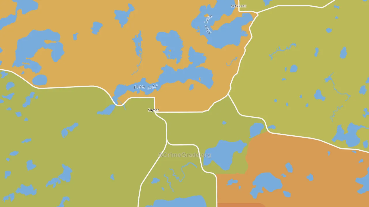 Sayner, WI Map of Murder Rates