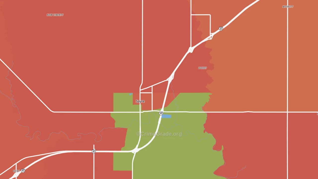Sayre, OK Map of Murder Rates