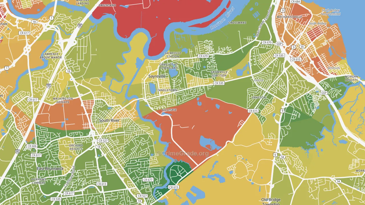 Sayreville, NJ Map of Murder Rates