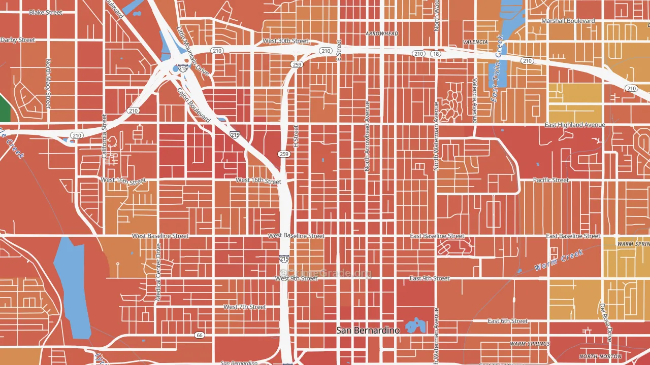 SBHS, San Bernardino, CA Map of Murder Rates