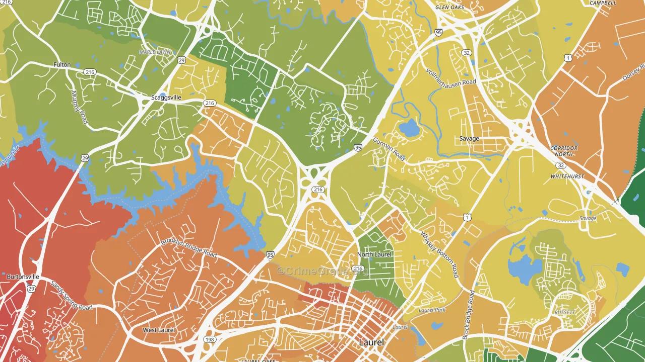 Scaggsville, MD Map of Murder Rates