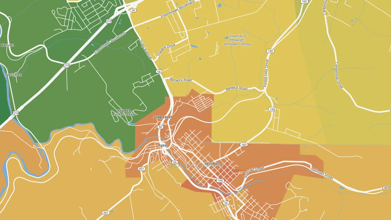 Scalp Level, PA Map of Murder Rates