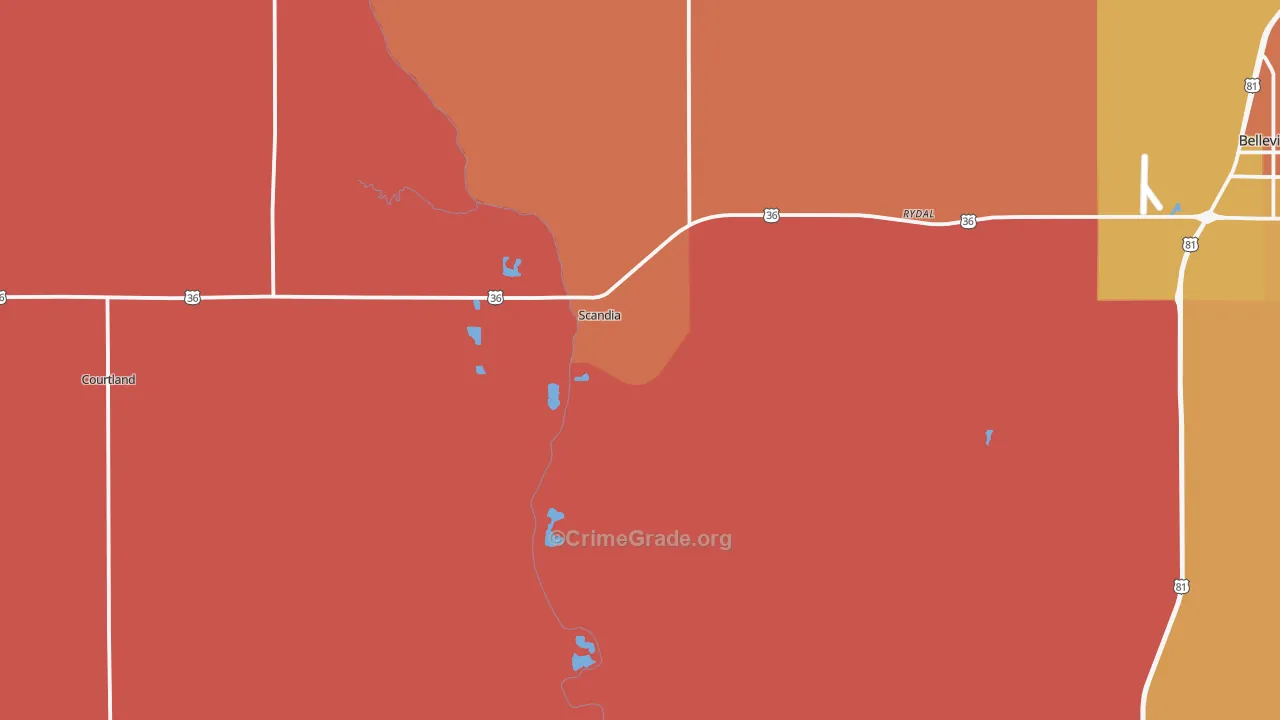Scandia, KS Map of Murder Rates